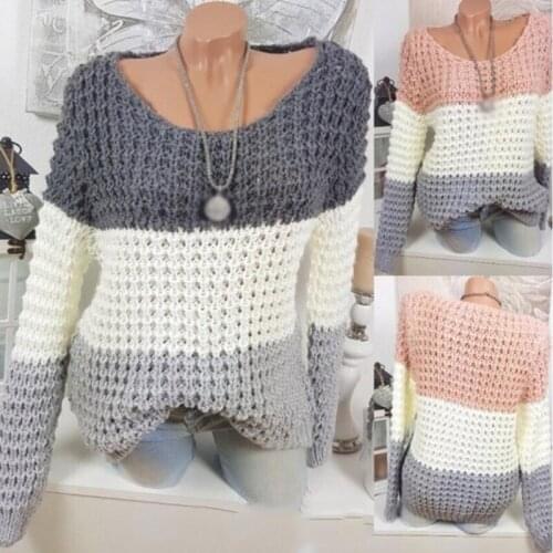 Patchwork Sweater Jumper Knitwear 2021 Fashion Slim womens Sweaters And Pullovers Female Tops