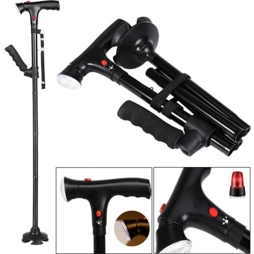 Telescopic Collapsible Folding Cane LED Trusty Walking Cane With Alarm For Elder Telescopic Folding LED Cane (With Alarm)