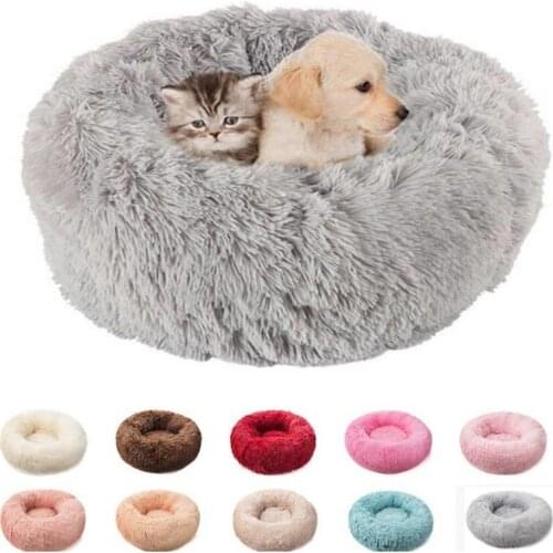Pet Warm Round Kennel Dog Cat Long Plush Super Soft Pet Bed Luxury Fluffy Sleeping Bag Plush Dog Kennel Washable House For Dog