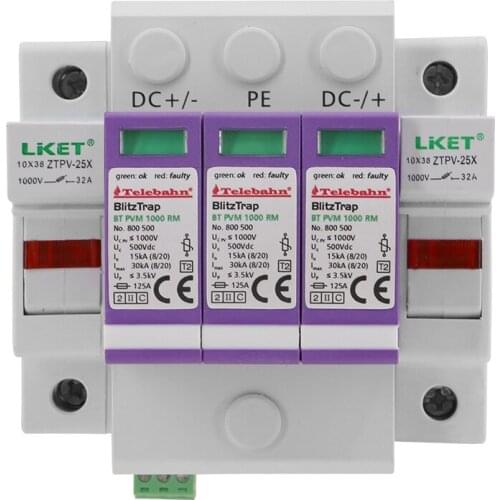 Three Pole 1200 Volt DC SPD Surge Protective Device for Combiner Box