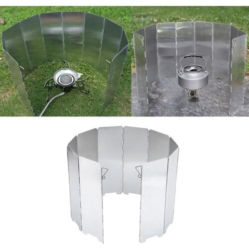 10pcs Foldable Windshield Cooker Wind Guard Plates Outdoor Camping Kitchen BBQ Stove Picnic Wind Screen for Picnic Backpacking