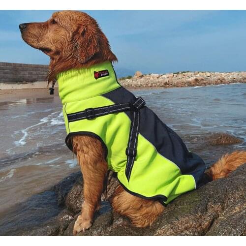 High Quality Waterproof Winter Clothes For Dogs Large Dog Jacket Dogs Pets Clothing Winter Dog Coat Black Red With Harness