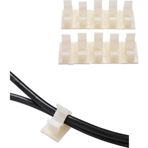 10PCS Self Adhesive Cord Cable Holder Clamps Wire Clear Up Clips Wire Button White Wire Fixed 10mm