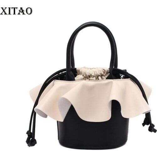 XITAO Women Fashion Top Handle Bags Elegant Goddess Fan Korea Fashion Shoulder Bag Patchwork Pleated Top Handle Bags CLL1704