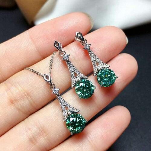 Fashion Crystal zircon diamond gemstones pendant necklaces drop earrings jewelry sets for women white gold color party gifts