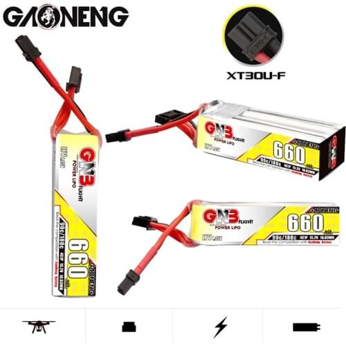 1/2/3/4/5Pcs GAONENG GNB 4S HV Lipo Battery 90C/180C 15.2V 660mAh for Beta85X Whoop Quadcopter FPV RC Racing Drone XT30U-F Plug