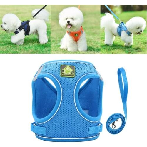 1Pc Pet Dog Collar Chest Strap Safety Reflective Soft Breathable Cat Mesh Harnesses Vest for Puppy Teddy