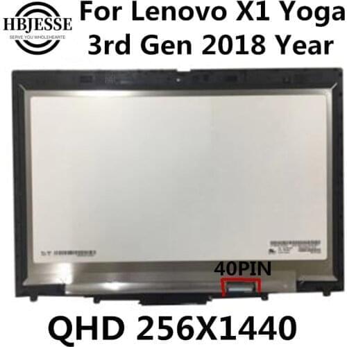 14" WQHD LCD ScreenDisplay Touch Digitizer Control Board Bezel Frame Assembly for Lenovo X1 Yoga 3rd Gen 2560*1440 2018YEAR