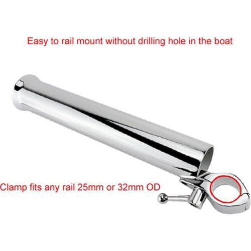 250mm Boat Fishing Rod Seat Rail Mount Fishing Rods Holder Stand Rack For 34mm ID Poles Stainless Steel Boat Accessories Marine