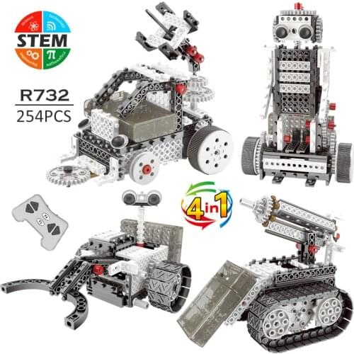 254Pcs RC Toys 4 In 1 Remote Control Building Blocks DIY Assembled Robot Electric Toys Children STEM Educational Toys Kids Gifts