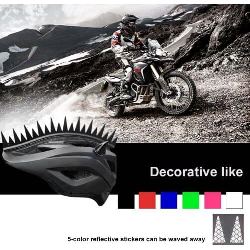 33.5CM Reflective Rubber Mohawk Spike Strips Arch Motorcycle Helmet Dirt Biker Motocross Helmet Sticker Decoration Punk Style