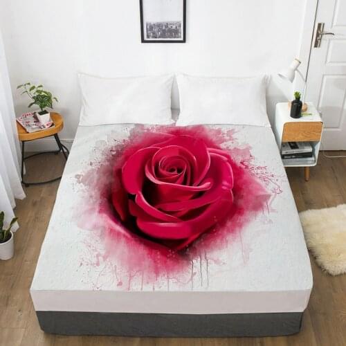 3D Fitted Sheet Custom Single Double King Size Mattress Cover With Elastic Bed Sheet 160x200 Bedding Rose For Wedding Microfiber