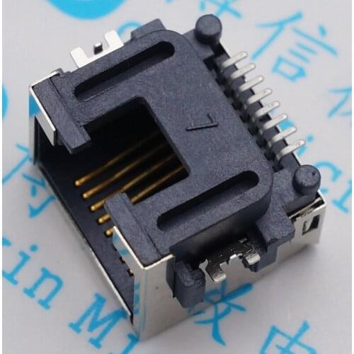 40pcs RJ45 socket SMD female jack black horizontal H= 8.6 RJ45 laptop network jack