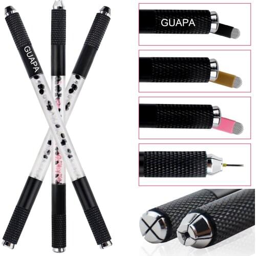 5/10PCS Manual Microblading Hand Tool with Black Double Head for Eyebrow Tattoo Blade Holder Microblading Pen