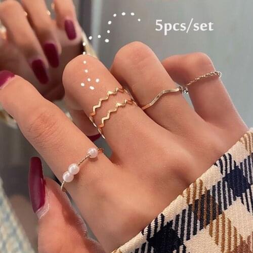 5pcs/set Hiphop/Rock Metal Fashion Design Rings Opening Index Finger Sets for Women Jewelry Korean Version Joint Rings 2021