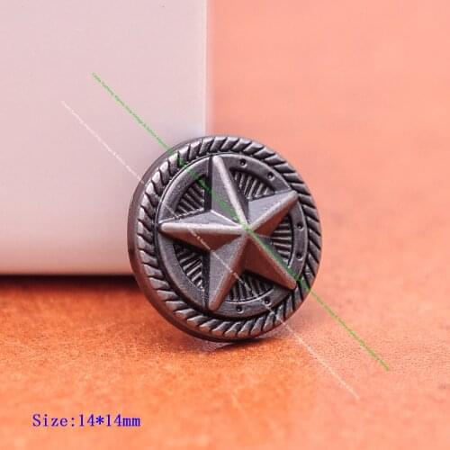 50PC 14mm Retro Silver Plated Rope Side Texas Raise Star fastener Rivet Stud Leathercraft Belt Accessories Concho Rivetback