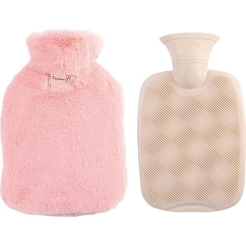 800ml Hot Water Bag Cute Protection Plush Pocket Portable Winter Hand Warmer Water Injection Hot Water Bottle for Women