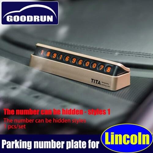 Car parking number plate for Lincoln series creative moving license plate hidden temporary parking card interiors accessories