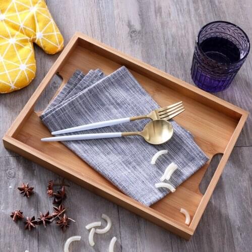 Bamboo Storage Tray with Handle Household Rectangle Cup Simple Japan Style Tea Set Home Hotel Side Dishes Bamboo Serving Plate