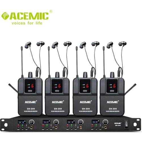 Newest ACEMIC EM-D04 four channel In Ear monitor wireless system for professional stage performance