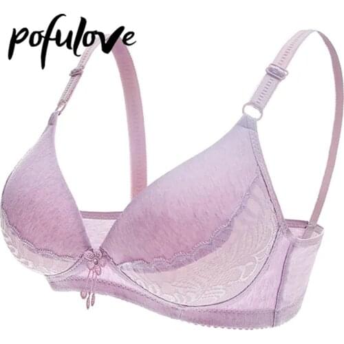 Push Up Bra for Women Lace Embroidery Sexy Bras Wireless Plus Size Brassiere Seamless Underwear Thin Cotton Breathable Bralette
