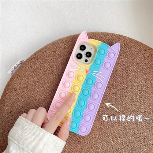 Pop Bubble Fidget Toys Case For Samsung Galaxy A51 A31 A32 A42 A12 A50 A30s J7 Prime M12 M21 M31 M42 F12 F41 Soft Silicone Cover