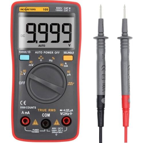 RM109 Digital Multimeter 9999 counts Backlight AC/DC Ammeter Voltmeter Ohm Portable Voltage meter