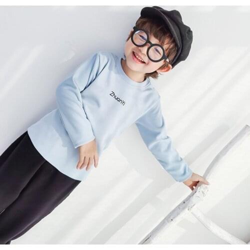 Print Letter Long Sleeve T-shirt Baby Boys And Girls Hoodie Pure Cotton Casual Kids Bottom Shirt Children Autumn Clothes