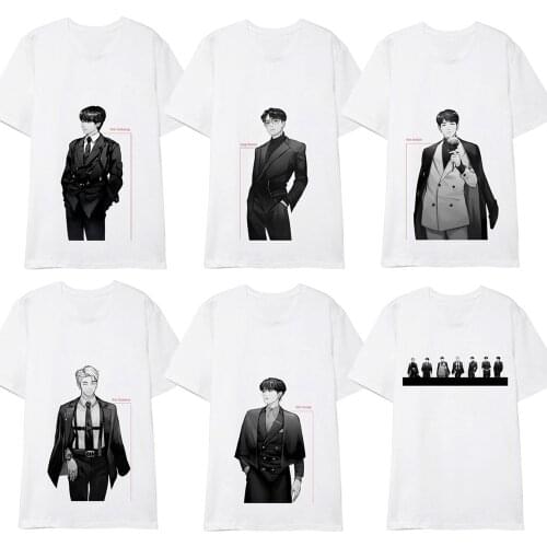 Kpop Bangtan Boys Hand-painted Image Shirts Hip Hop Streetwear Loose Clothes Tshirt T Shirt Short Sleeve Tops T-shirt Jungkook