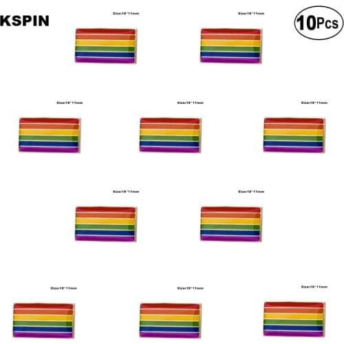 Gay Pride LGBT Pride Flag Lapel Pin Flag badge Brooch Pins Badges 10Pcs a Lot