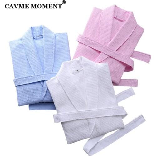 CAVME Summer Waffle Bathrobe Mens Kimono Cotton Robes 5 Star Hotel Robe Unisex Nightgown Nightwear PLUS SIZE CUSTOM Name