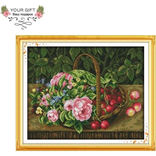 Joy Sunday H740 14CT 11CT Counted and Stamped Home Decor Fruit Basket Needlework Needlepoint Embroidery DIY Cross Stitch kits
