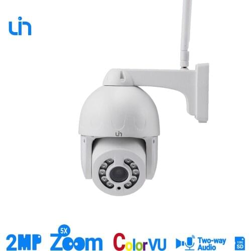 UIN 5MP WiFi Security Camera Color VU IR 5X Zoom Indoor/Outdoor Two-Way Audio Microphone Speaker Onvif 40m Wireless Camera