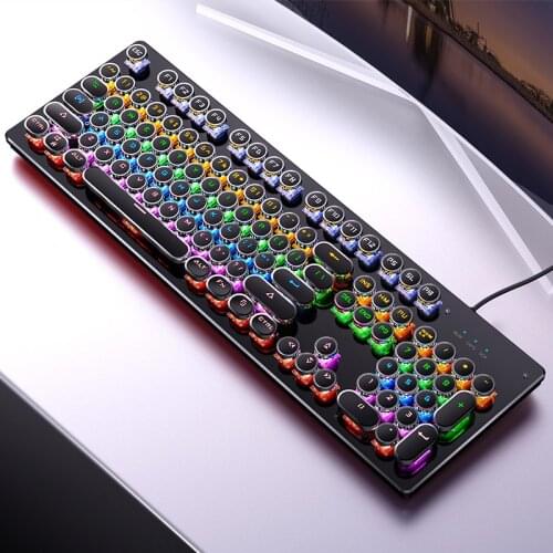Wired Mechanical Keyboard 104 Keys Auto Switch Shaft Punk Keyboard LED Backlight Professional Computer Gaming Keyboard