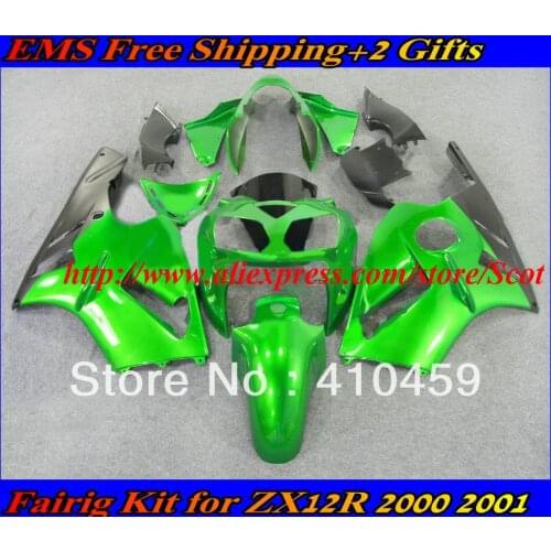 Hot-selling green black Fairing kit for KAWASAKI Ninja ZX12R 02 03 04 05 ZX 12R 2002 2005 ZX-12R 02-05 Fairings body kit