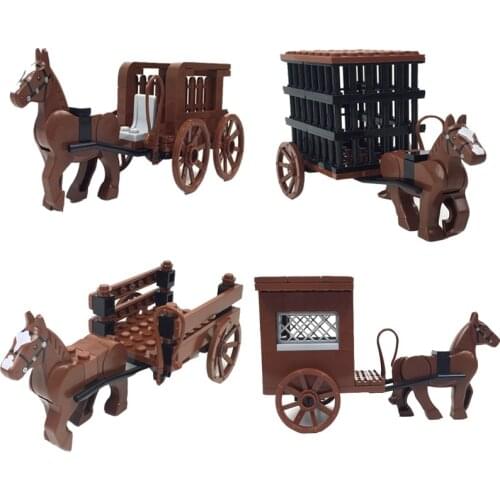 MOC Horse Cart Building Blocks Children Gift Bricks Parts Compatible Creative Toys for Kids Medieval Century Carriage Model Car