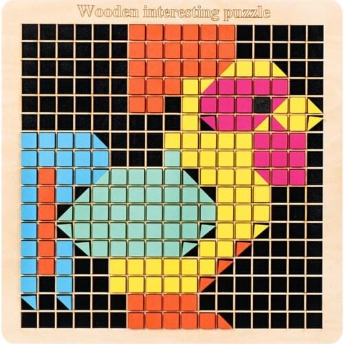 Colorful Puzzle Wooden Blocks Toys Pre-school Educational Toy for Kids