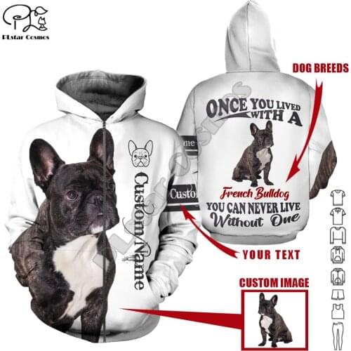 PLstar Cosmos Cute French Bulldog 3D Printed Animal Hoodies Sweatshirts Zip Hooded For Men And Women Casual Streetwear Style-F21