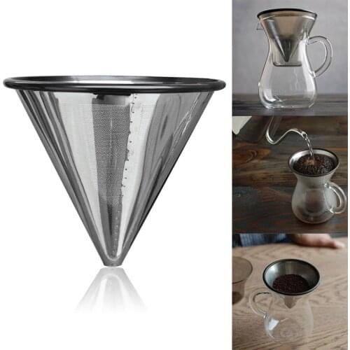 Stainless Steel Pour Over Coffee Filter Reusable Paperless Cone Dripper for Coffee Maker Free Kitchen,Dining & Bar Drinkware