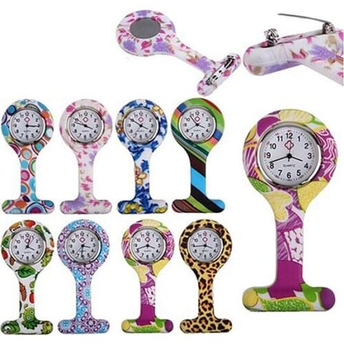 Fashion Silicone Nurses Watch Brooch Tunic Fob Pocket Stainless Dial Watches Multi-color Style Pocket Watches