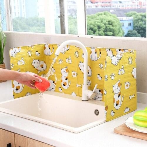 New Home Kitchen Aluminum Foldable Kitchen Gas Stove Printing Baffle Frying Pan Oil Splash Protection Screen Kitchen Utensils