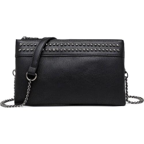 2021 new womens bag PU leather solid color womens shoulder bag retro multi-compartment chain womens bag small bag