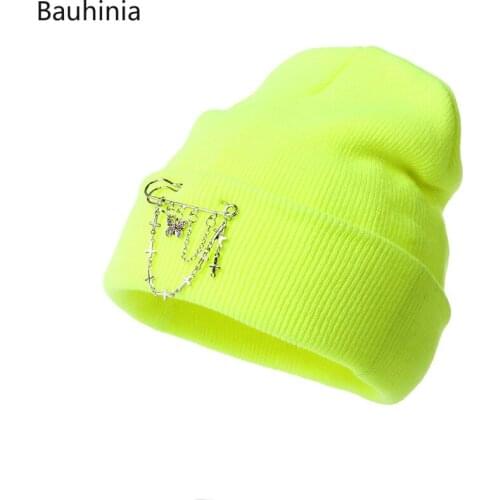 Bauhinia Skullies Beanies Winter Knitted Hats For Men Women New Solid Outdoor Thick Warm Ski Bonnet