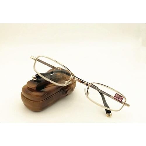 Eyesilove men women metal foldable reading glasses Crystal Lenses Folding Reading Glasses Presbyopia glasses from +1.0 to +4.0