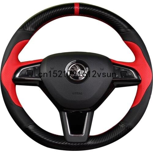 DIY Steering Wheel Cover Custom Fit For Skoda KODIAQ GT Octavia SUPERB KAMIQ KAROQ Interior Accessories