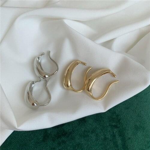 Orgin Summer Minimalist Asymmetric Waterdrop Geometrical Clip Earrings for Women Temperament Metal Earring Wedding Jewelry