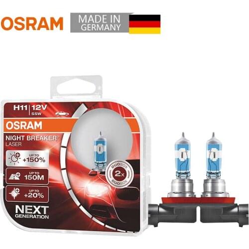 OSRAM Original H11 Night Breaker Laser Next Generation 12V 55W 3700K Car Headlight Auto Fog Lamps +150 Brightness 64211NL(2 PCS)