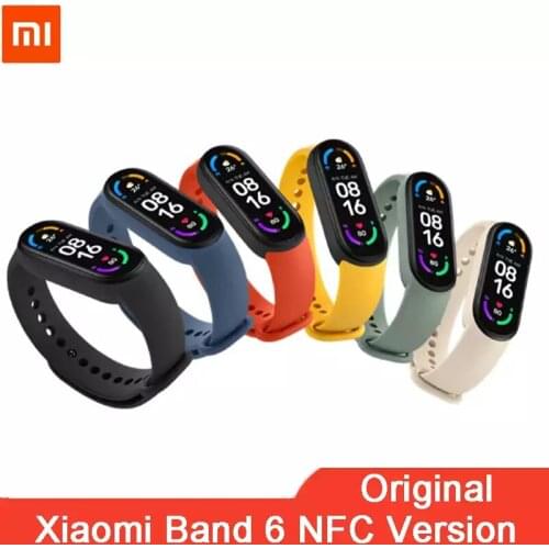 Original Xiaomi Mijia Band 6 NFC Smart Bracelet AMOLED Screen Miband 6 Smartband Fitness Traker Bluetooth Heart Rate Wristband