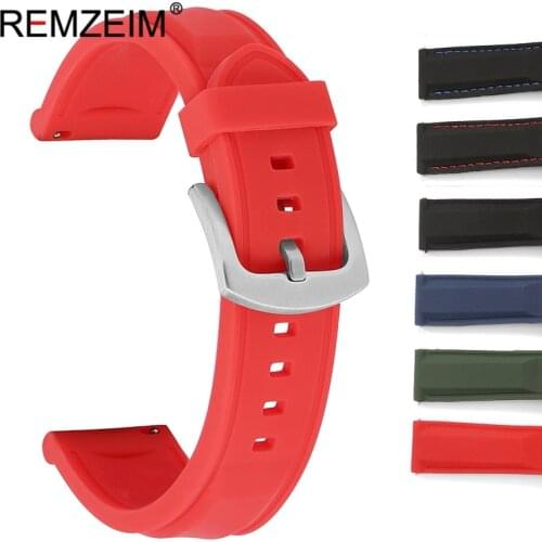 REMZEIM 18mm 20mm 22mm 24mm Silicone Replacement Watch Band Strap Universal Rubber Sport Watchband Bracelet Accessories