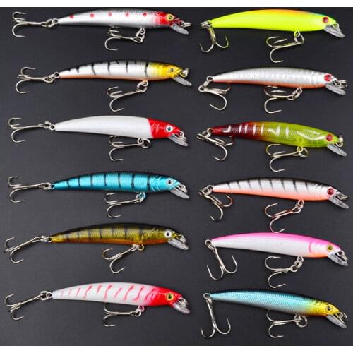 Lot 12pcs Minnow Fishing Lure Crank Bait Hooks Bass Crankbait Tackle 10.7cm/9.1g